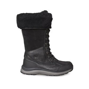 NEW UGG Adirondack III Tall Black Leather Women's Boots Sz US 7 EU 38 UK 5